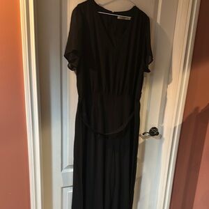 Black Flutter Sleeve V-Neck Jumpsuit